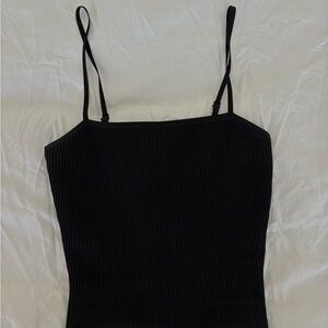 Babaton Black Ribbed Tank Top